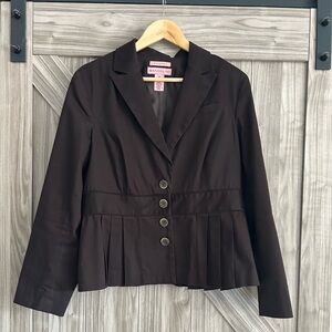 Bandolino Brown Pleated Peplum Blazer Jacket (Size 12)